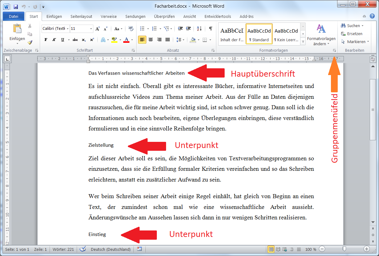 unformatierte &Uuml;berschriften