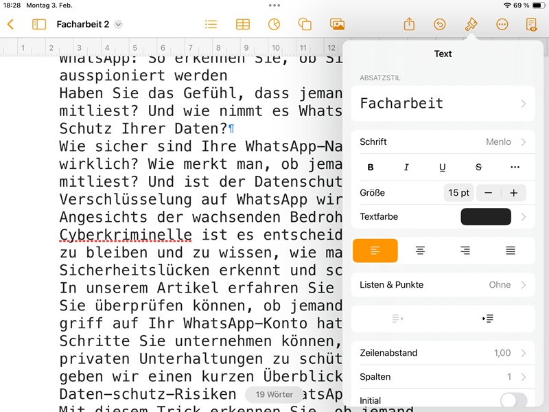 markierter Text