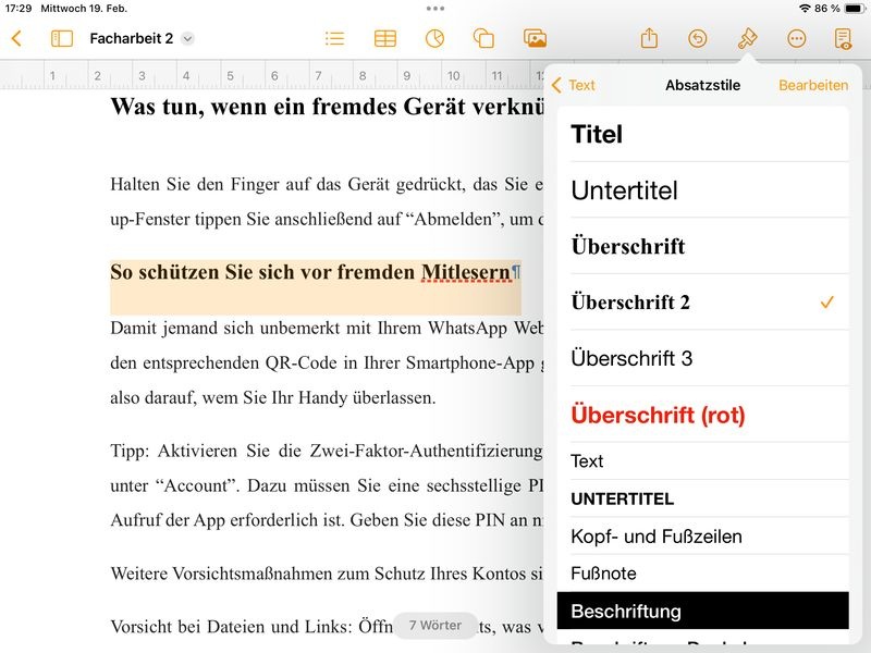 &Uuml;berschriften zuweisen