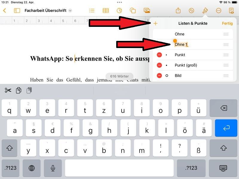 Formatvorlage ergänzen