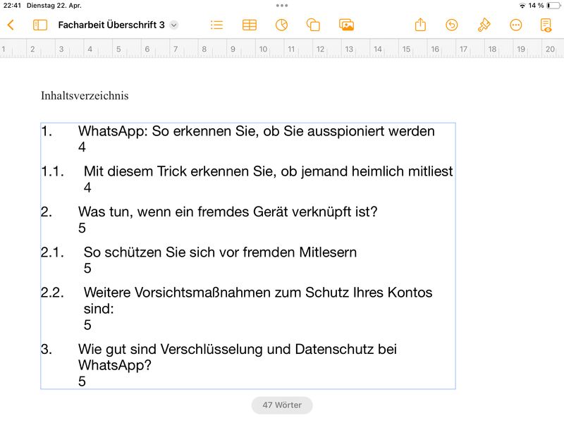 Inhaltsverzeichnis